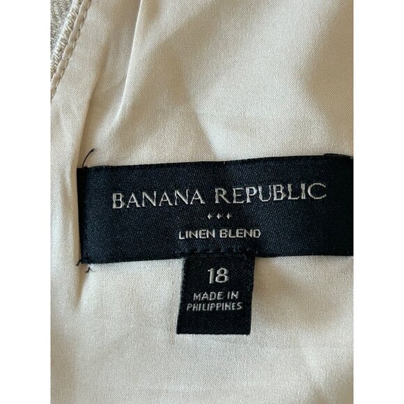 Banana Republic Linen Blend Beige Crop Tank Top With Side Zipper Size 18 - Picture 3 of 5